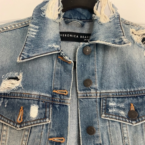 Veronica Beard Distressed Denim Jacket - Picture 2 of 4